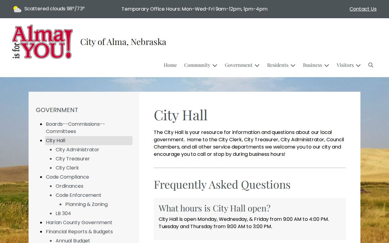 Alma court docket source showing Alma City Hall