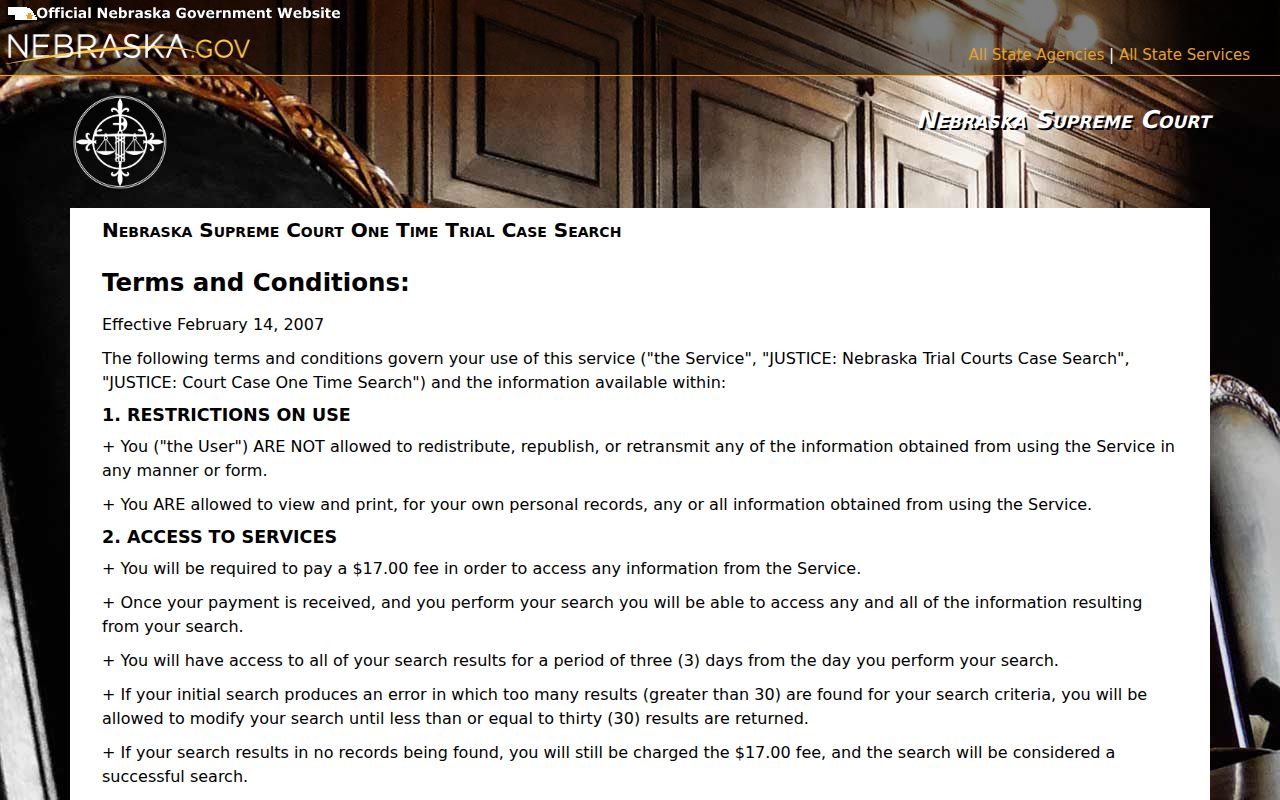 Harlan County case search JUSTICE terms and public record conditions