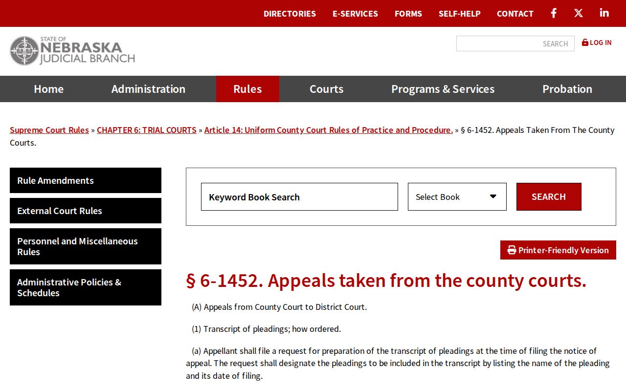 Harlan County civil docket county court to district court appeal rule