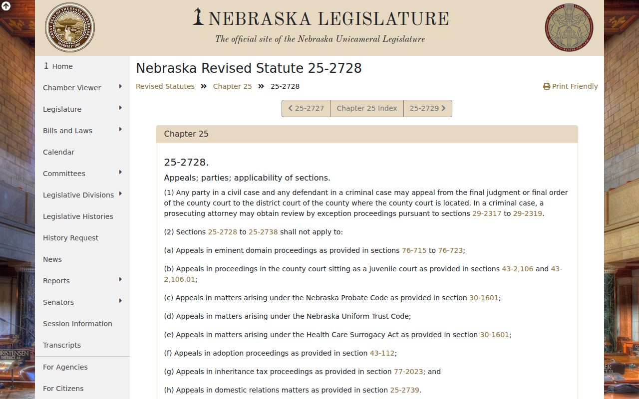 Harlan County civil docket county court appeal statute