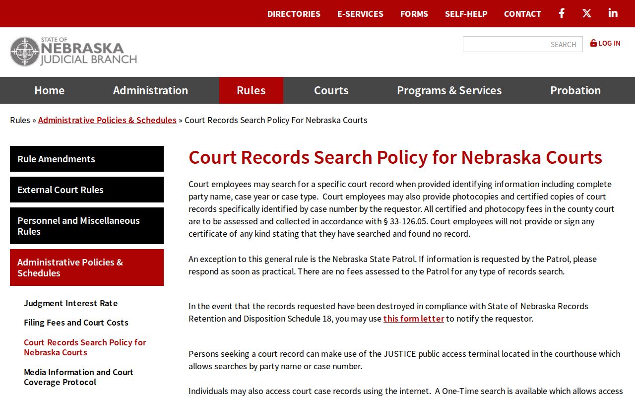 Harlan County civil docket Nebraska court records search policy