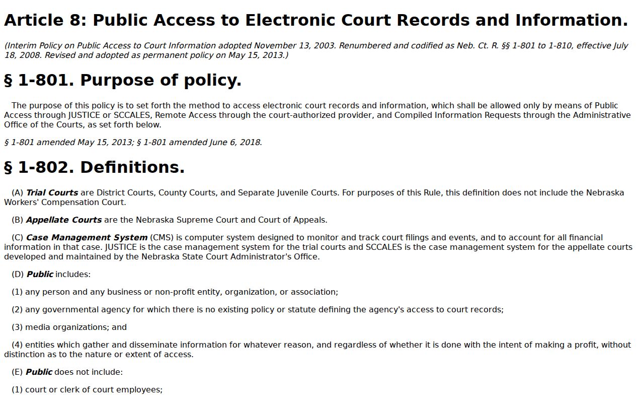 Harlan County court records public electronic access rules