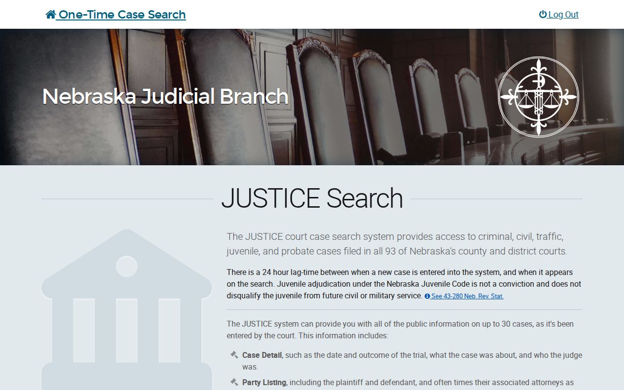 Harlan County criminal docket JUSTICE One-Time Case Search screen