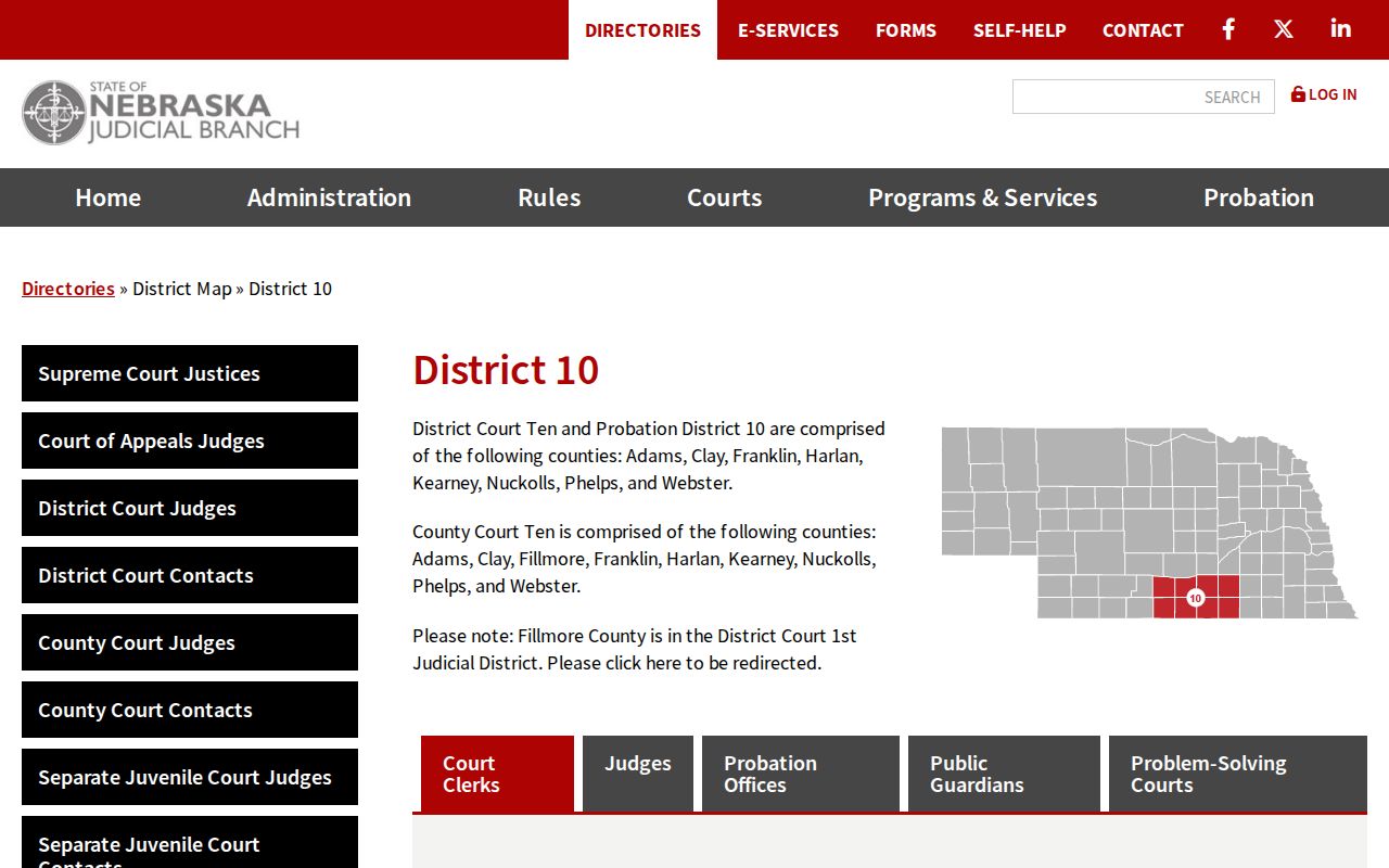 Harlan County court docket and Nebraska Judicial District 10 court map