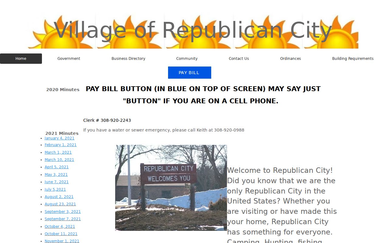 Republican City court docket source showing the official village website