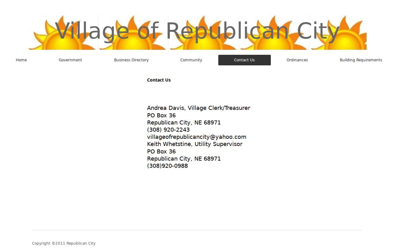 Republican City court docket source showing village contact information