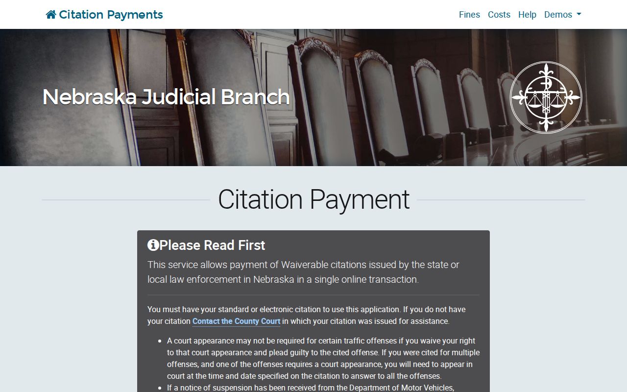 Harlan County traffic court records Nebraska citation payment service