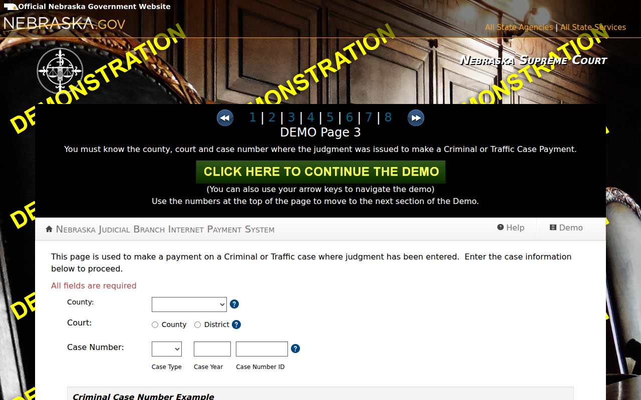 Harlan County traffic court records case number and ePayment lookup fields